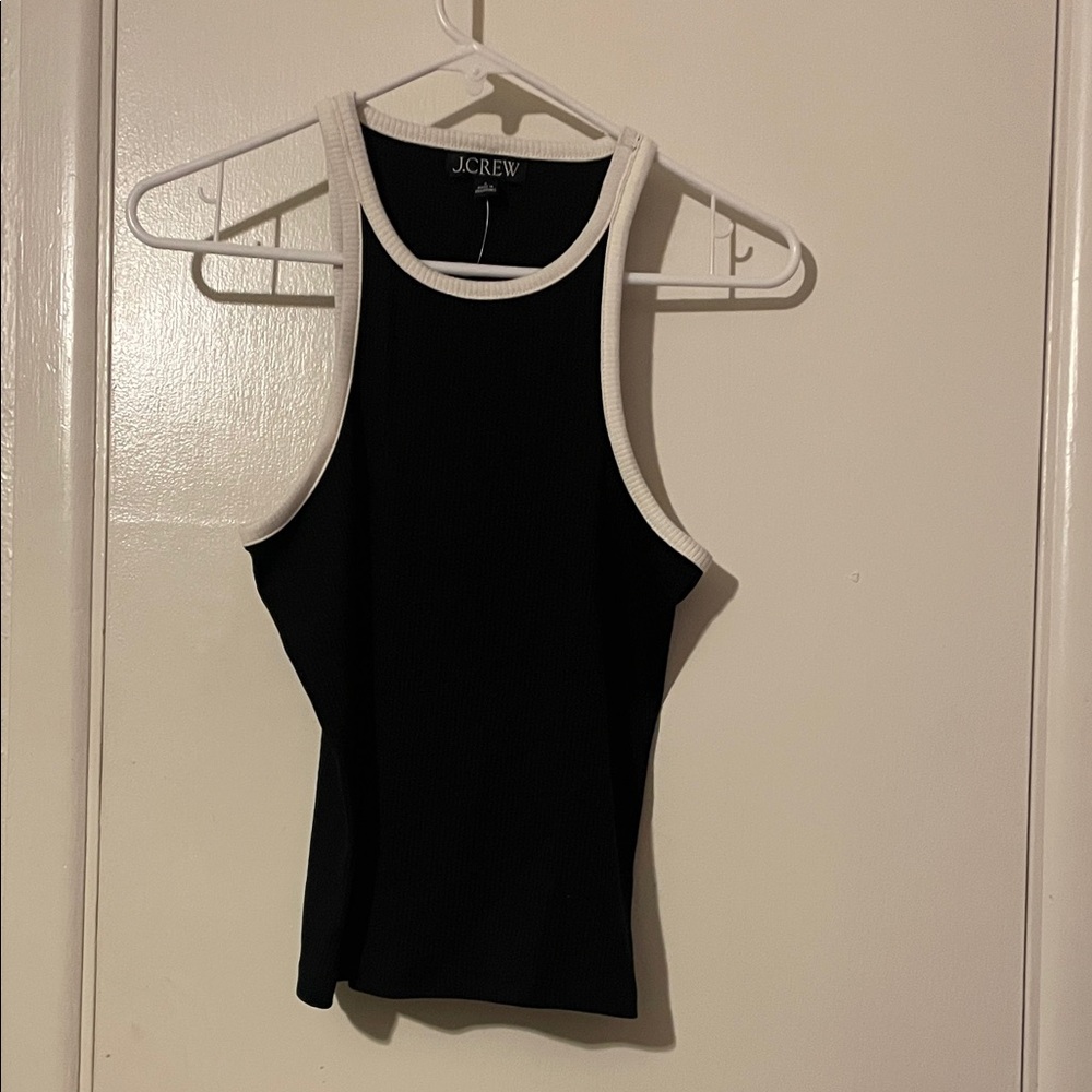 J. Crew Black Tank Top with White Trim